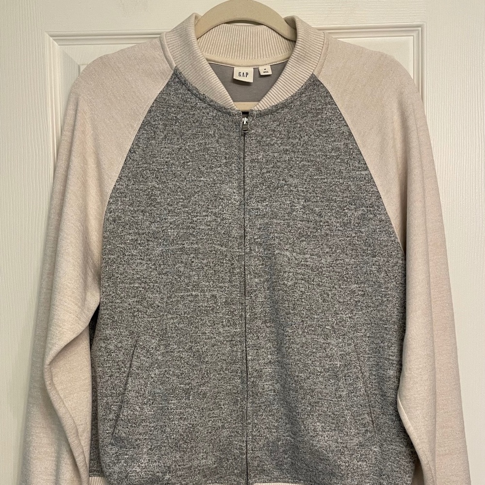 Gap Gray Cream Bomber Jacket - image 1